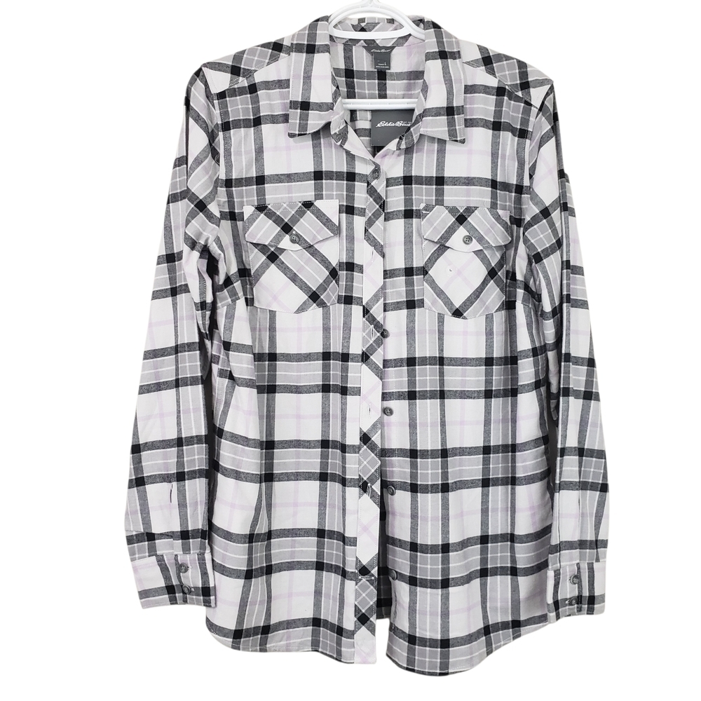 Eddie Bauer Women's Plaid Flannel Shirt Size Large